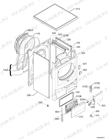 Взрыв-схема сушильной машины Zanussi ZDC47100G - Схема узла Housing 001